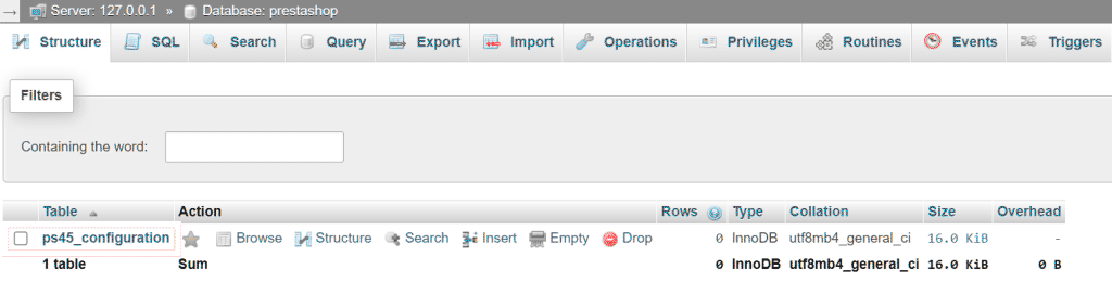 Modifier la table ps_configuration