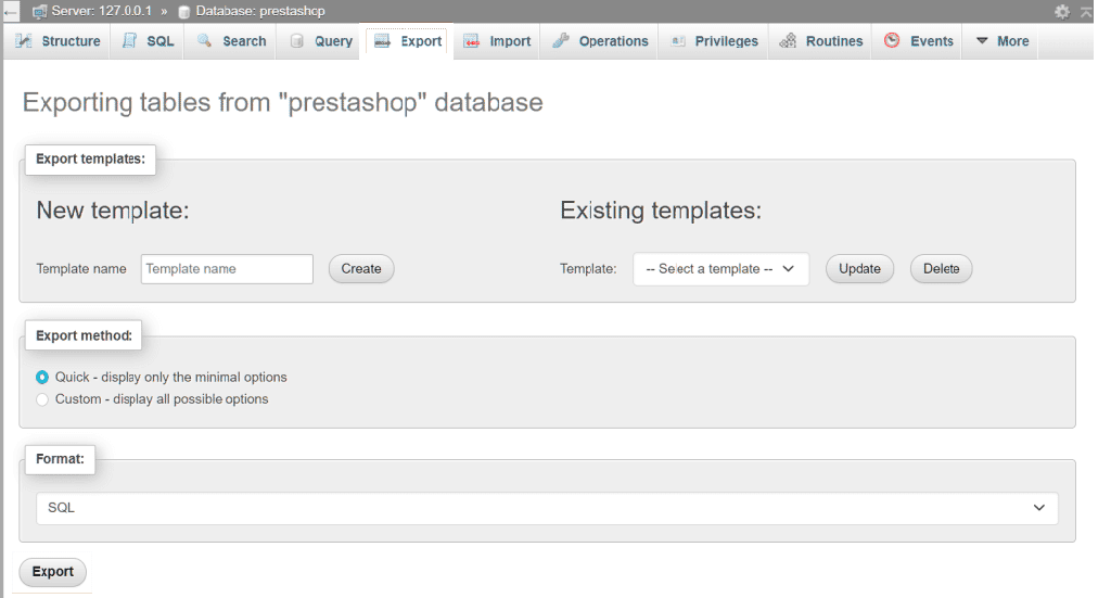 Exporter la base de données
